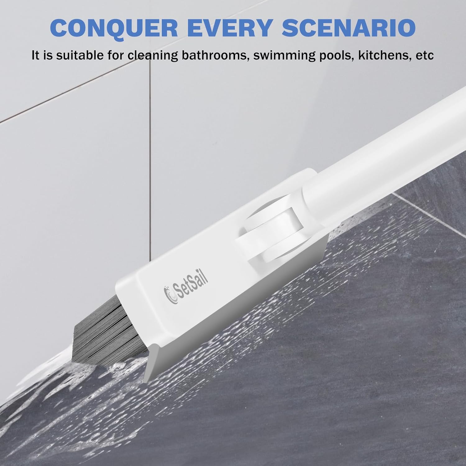 Detalle de SetSail Grout Cleaner Brush with Long Handle: V-Shaped Scrubbing Power for Tight Spaces