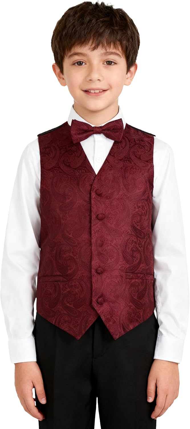 Detalle de Alizeal Boys Classic Paisley Bow Tie and Suit Vest Set