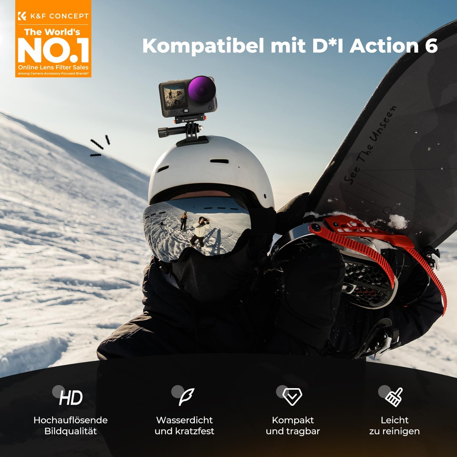 Detalle de K&F Concept Filter-Set für DJI Osmo Action 6: CPL & ND8/ND16/ND32 im 4er-Pack