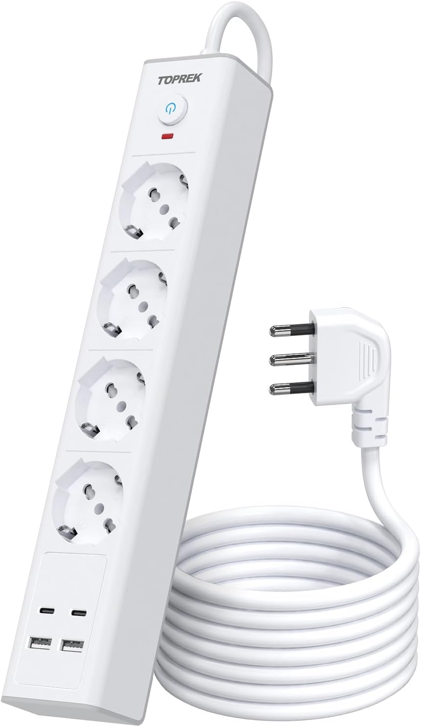 Detalle de TOPREK Ciabatta Multipresa 4000W con 2 USB C