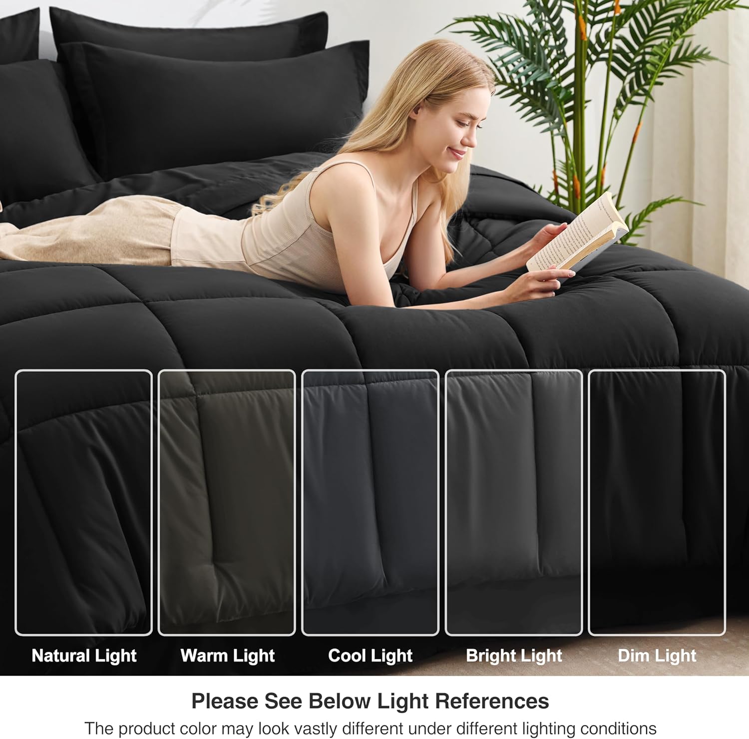 Thumbnail 6 de Love's cabin 5-Piece Twin/Single Duvet Set in Ash Black — Soft, Breathable All-Season Bedding