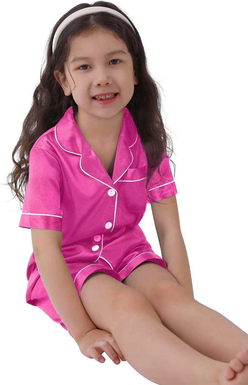 Thumbnail 5 de SWOMOG Kid's Silk Pyjamas 3-Piece Satin Sleepwear Set for 4–16 Years
