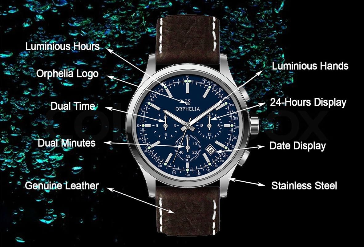 Detalle 2 de Orphelia Montre Homme 24h Dual Time Quartz Cuir – Élégance fiable au quotidien