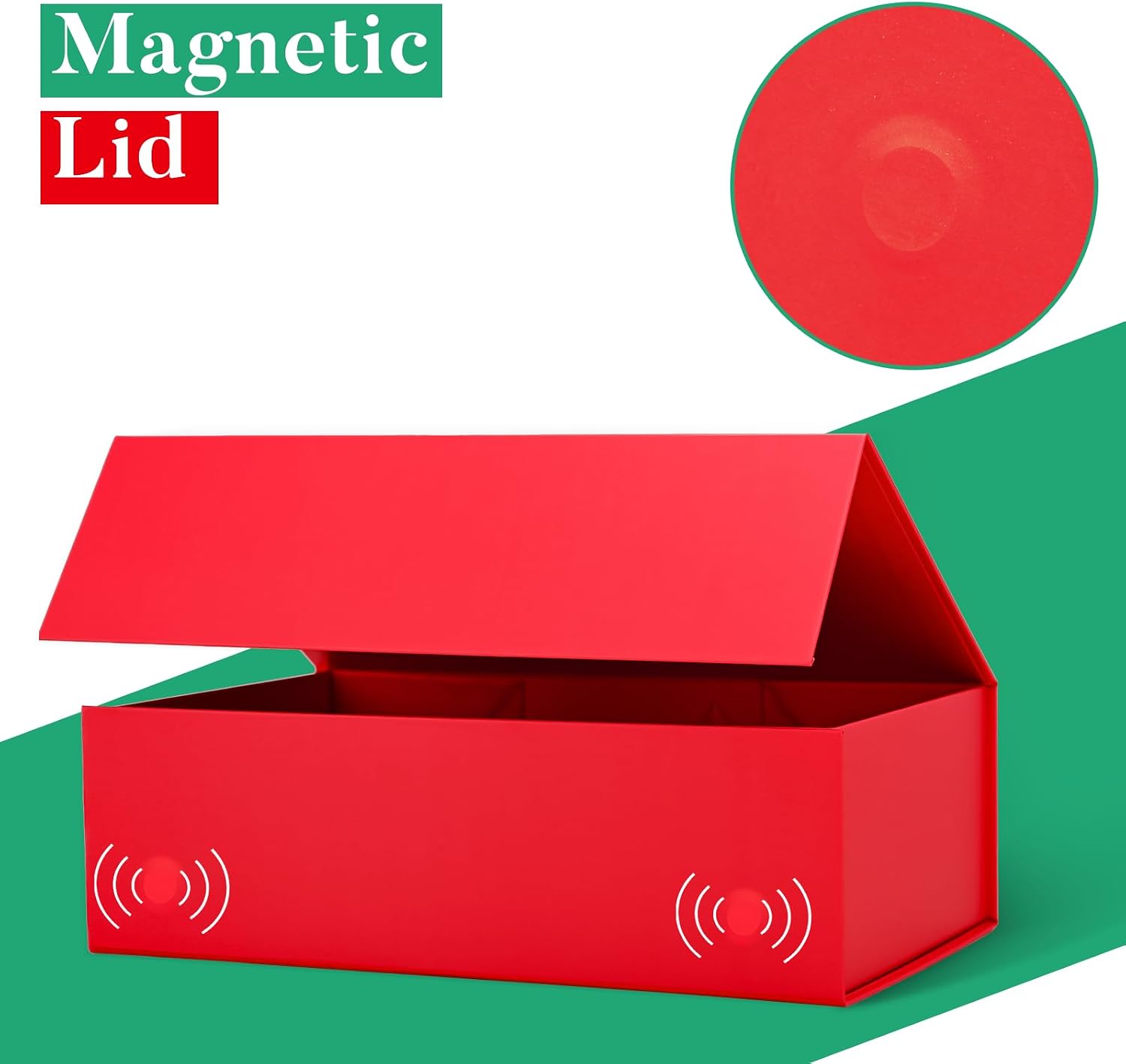 Detalle 2 de LIFELUM Red Christmas Gift Box 13.85 x 8.35 x 4.45 inches – Magnetic Closure, Reusable Large Gift Box