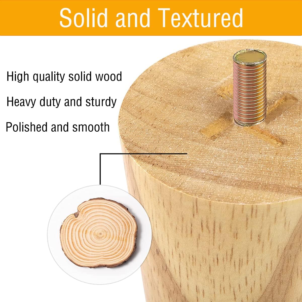 Thumbnail 6 de TAIANJI 6 cm Möbelbeine Holz – 4 Stück mit Montageplatten und Schrauben