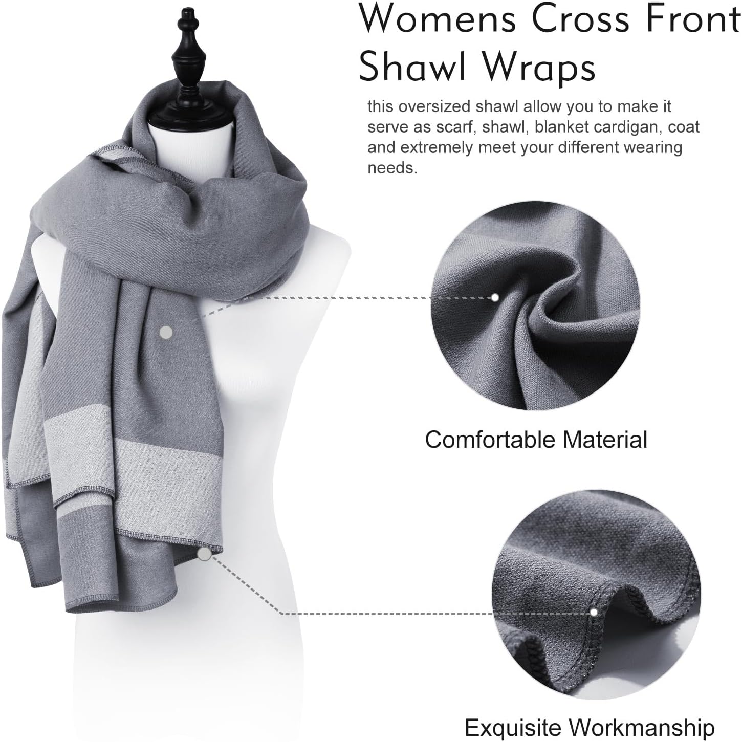 Thumbnail 3 de Zetieny Poncho Damen Winter Warm Mantel – eleganter Strickcape Cardigan