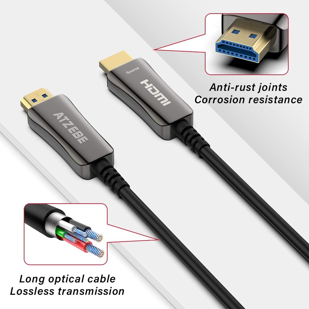 Thumbnail 3 de ATZEBE HDMI Glasfaser Kabel 5M – 4K@60Hz, HDR, 18Gbps, 4:4:4, HDCP 2.2