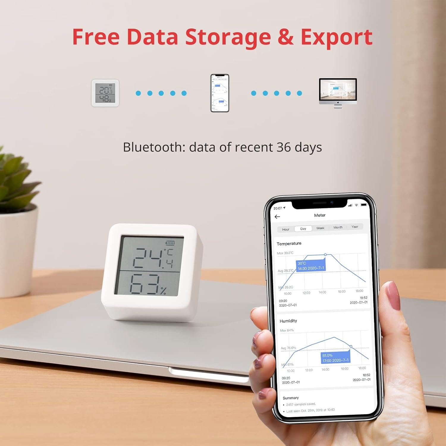Thumbnail 3 de SwitchBot Termometro Igrometro da interno con Bluetooth e memorizzazione dati (VPD/dau point)