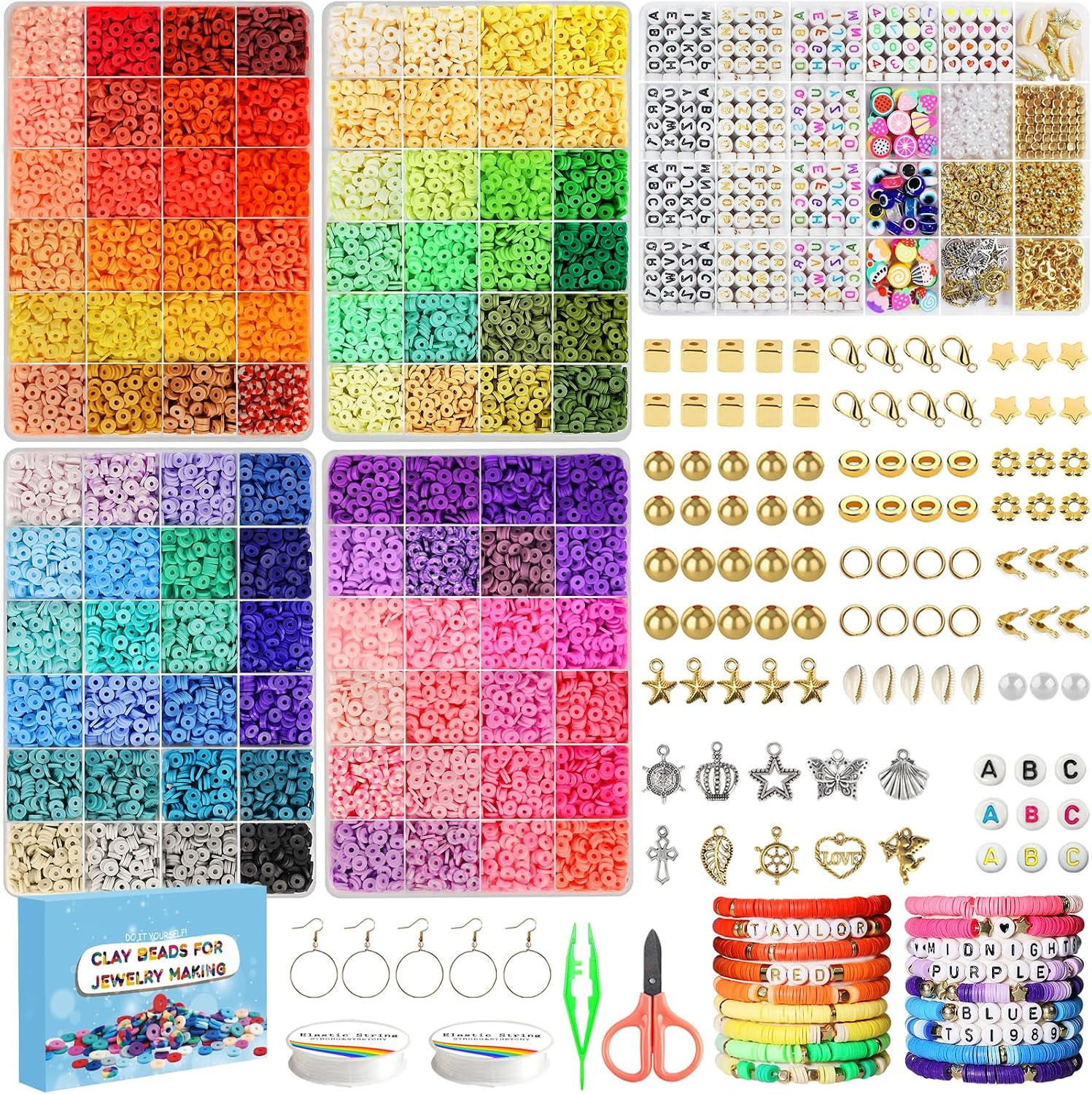 Thumbnail 6 de Dazhqp 45000 Pcs Clay Beads Friendship Bracelet Kit – 192 Colours, 9 Boxes