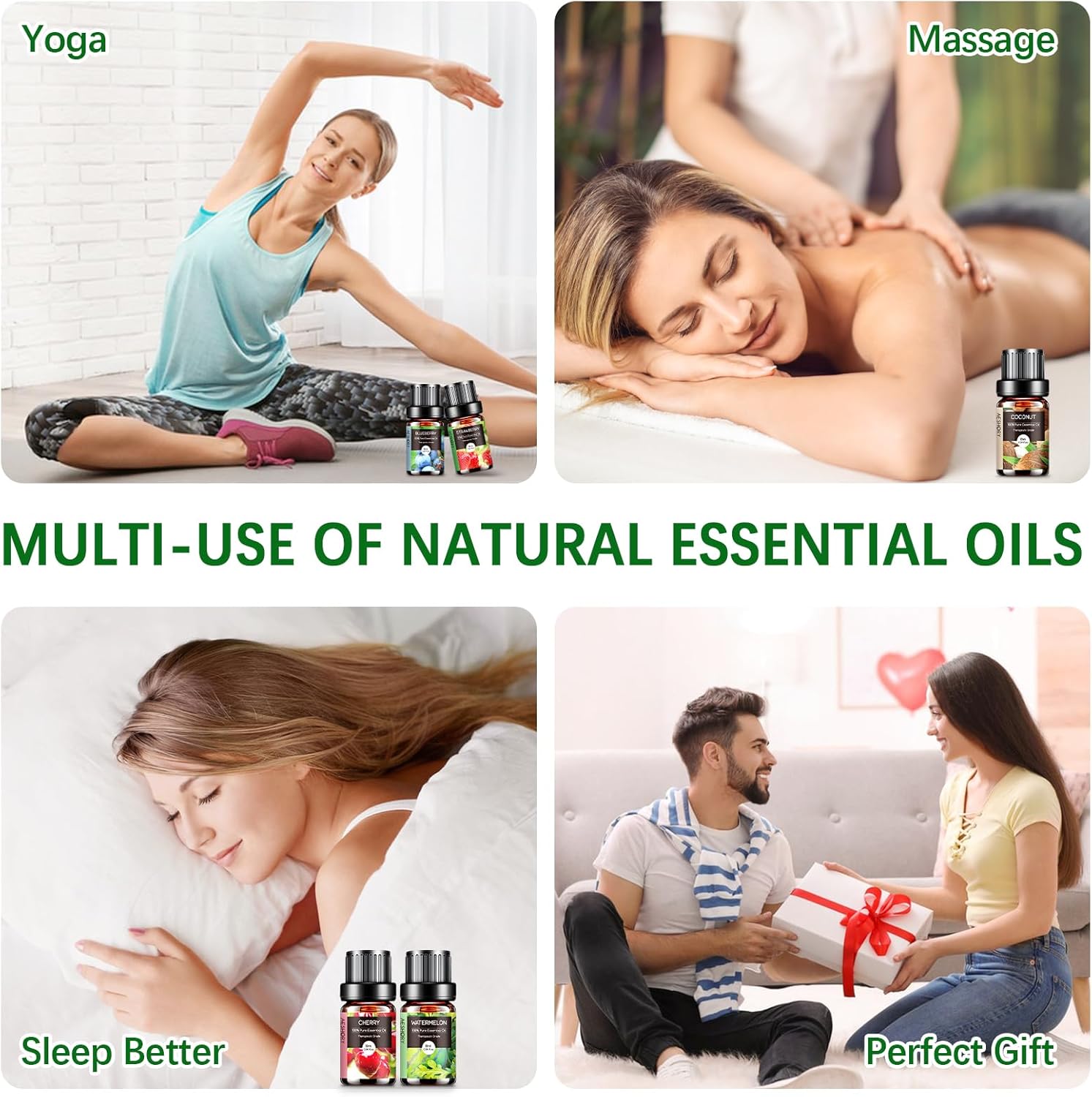 Thumbnail 5 de Aeshory AESHORY Fruchtig Ätherische Öle Set (6 x 10 ml) für Diffuser – Erdbeere, Heidelbeere, Kirsche, Kokosnuss, Wassermelone, Mango