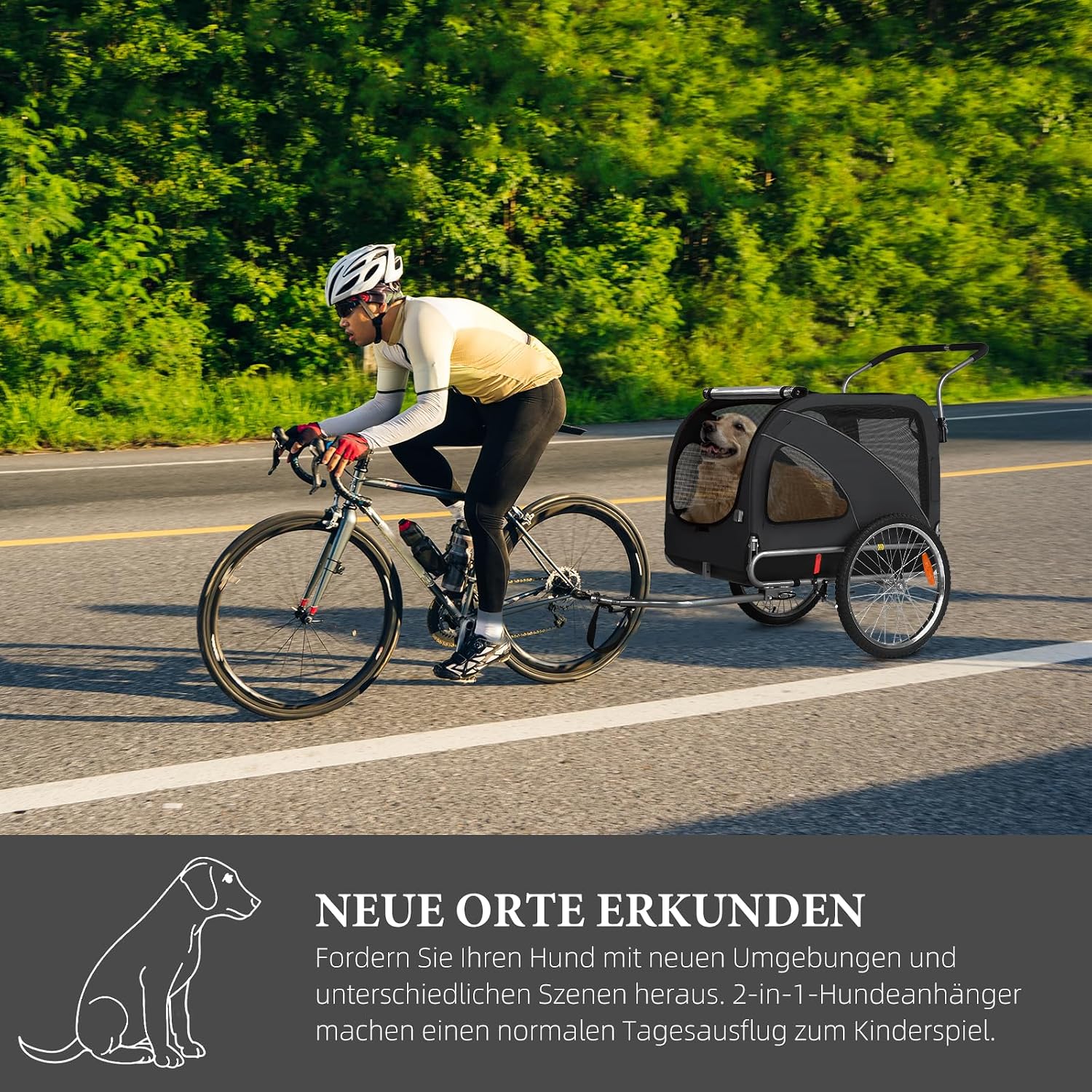 Thumbnail 6 de Fiximaster XL 2-in-1 Hundeanhänger & Jogger mit Handbremse, Hunde bis 40 kg