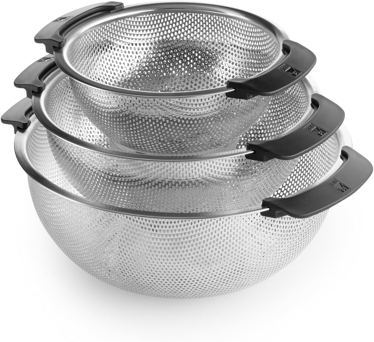 BRA Set 3 escurrideras 18-22-26 cm Acero 18/10