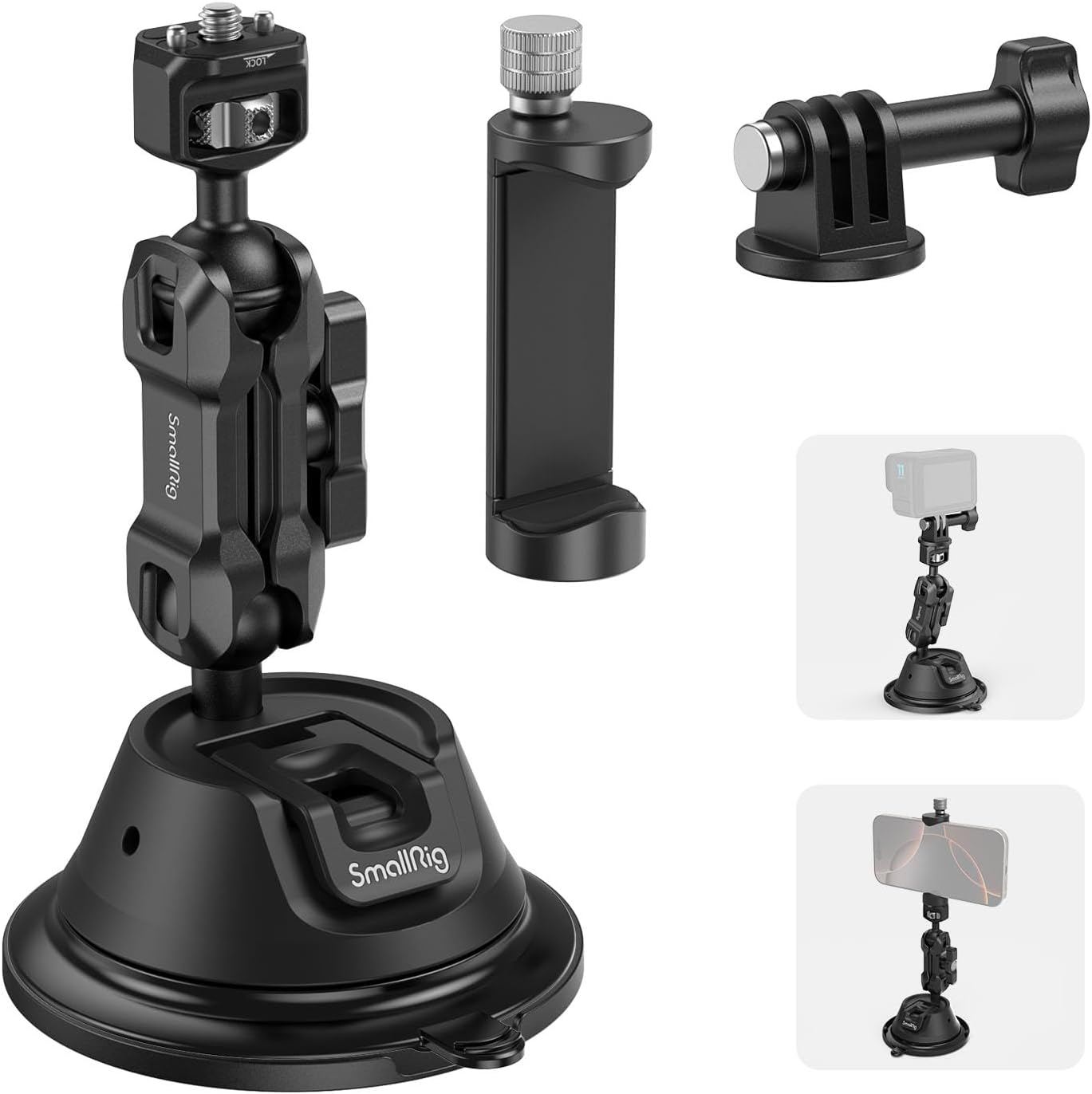 Detalle de SMALLRIG Saugnapfhalterung mit Dual-Kugelkopf 1 kg