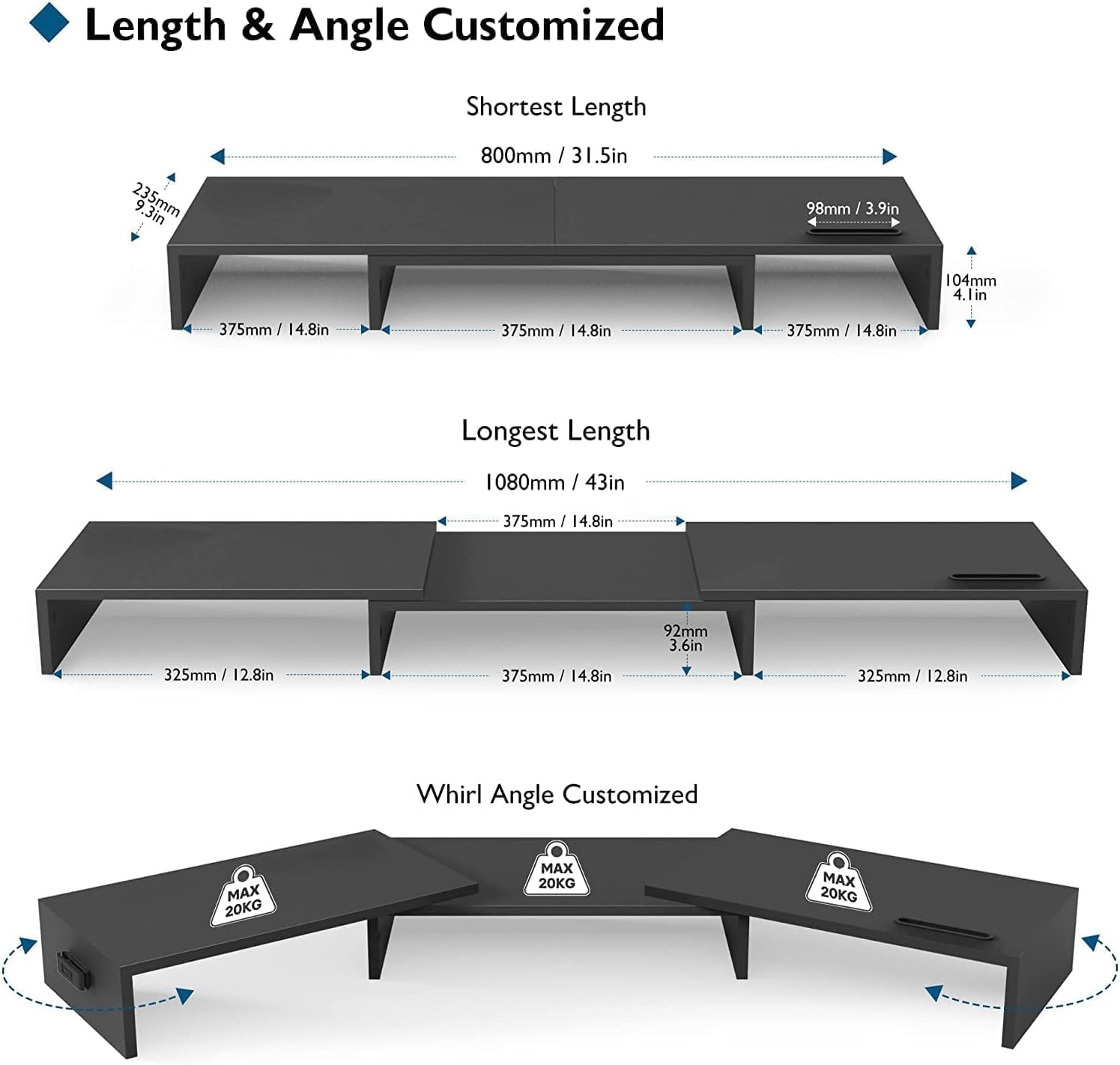Thumbnail 1 de BONTEC Supporto doppio monitor regolabile 20kg 💻