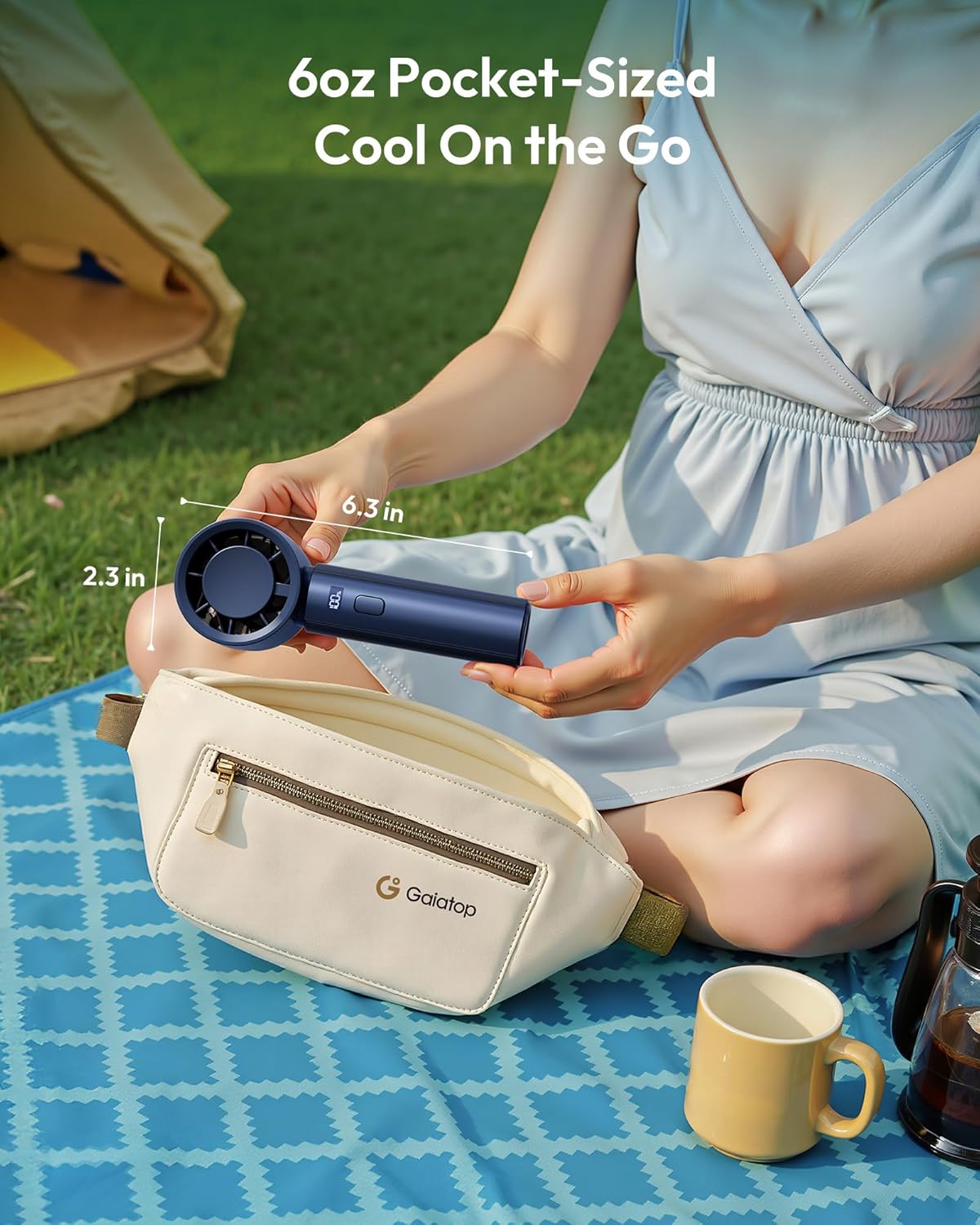 Thumbnail 5 de Gaiatop Powerful Handheld Fan Rechargeable (Navy Blue) – 100-level turbo portable pocket fan