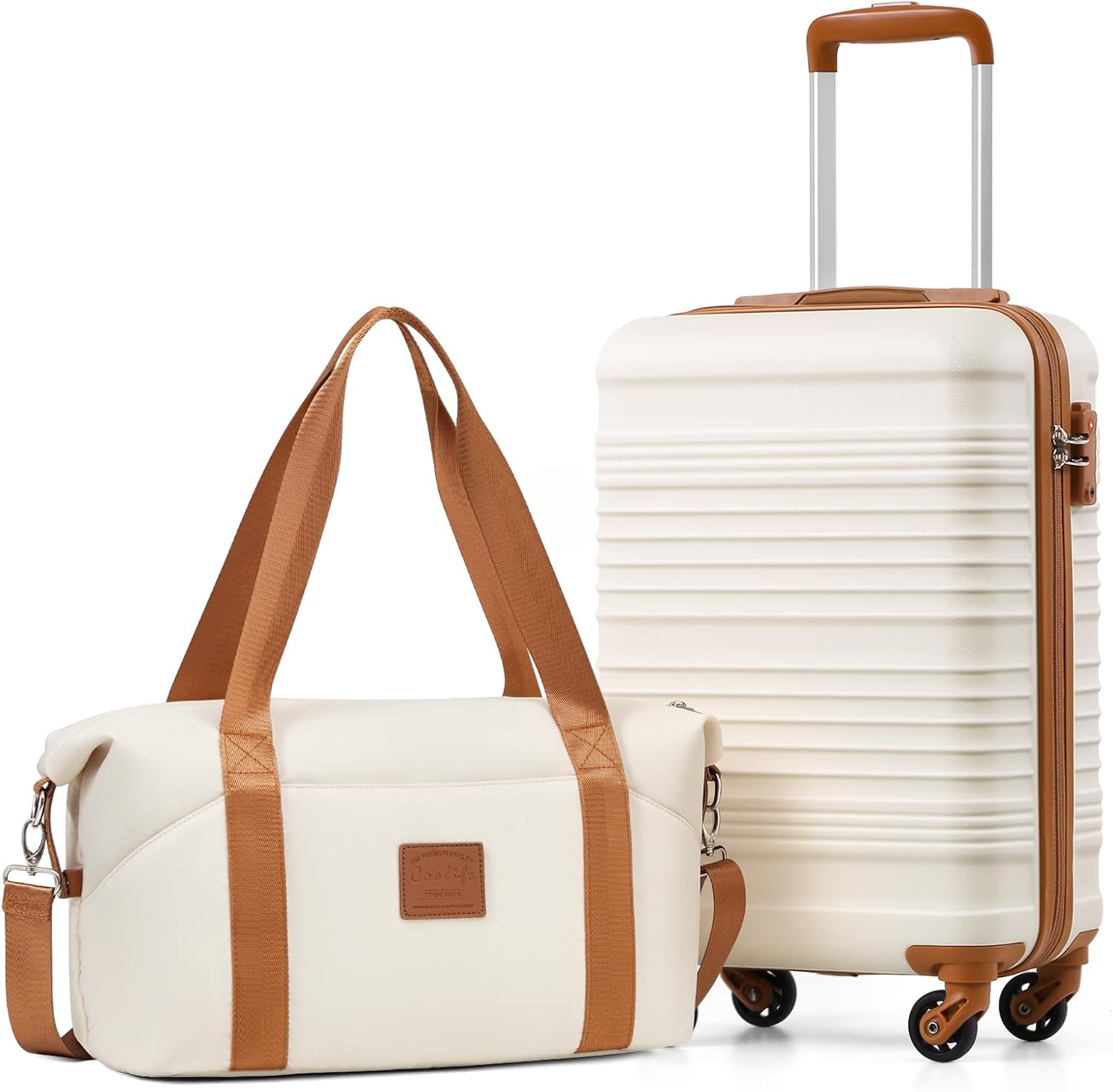 Detalle de COOLIFE 55×35×20 Cabin Suitcase + 40x25×20cm Ryanair Cabin Bag EasyJet Set