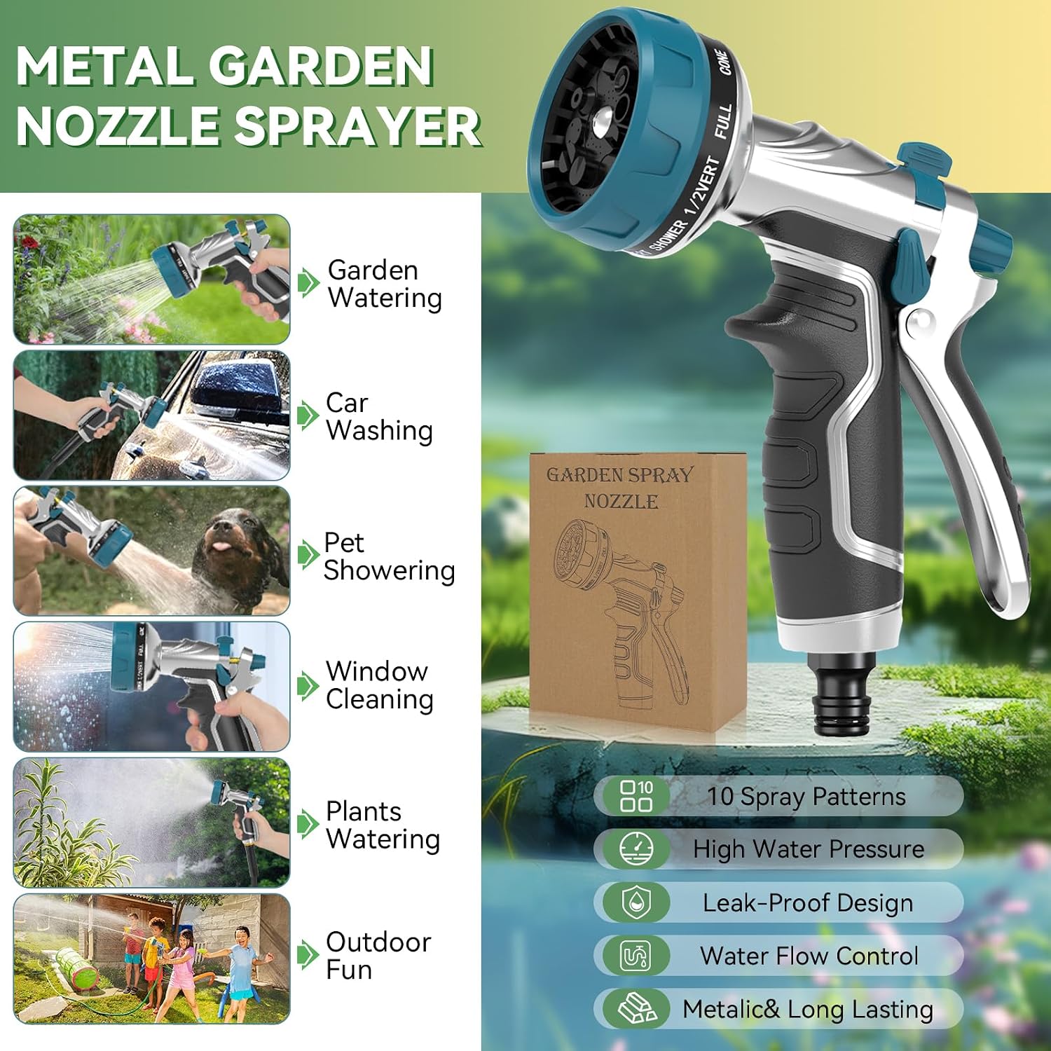 Thumbnail 2 de Heavy-Duty Metal Hose Pipe Spray Gun 8-pattern