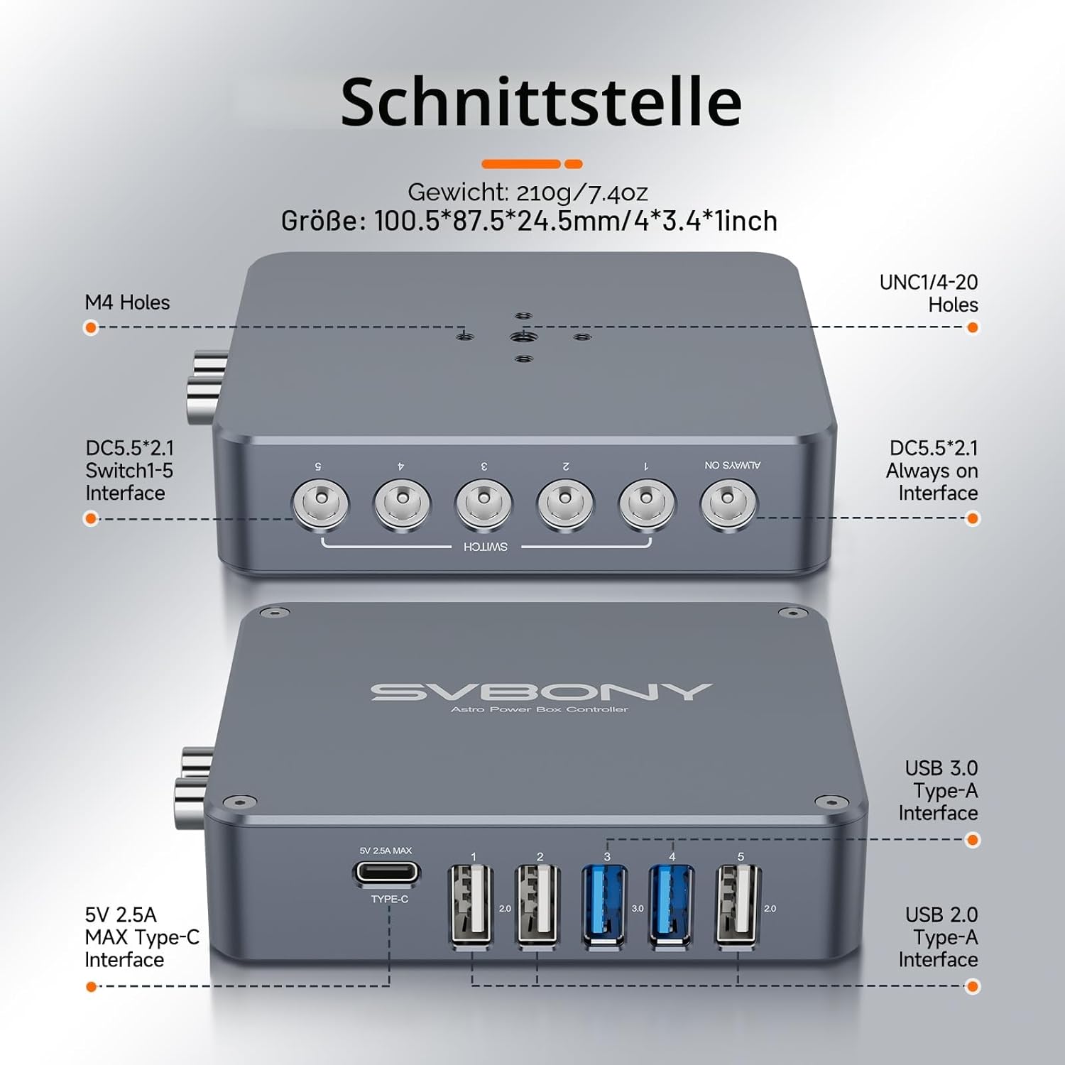 Detalle de Svbony SV241 PRO Power Management Box: All-in-One Stromversorgung für Deep-Sky-Astronomie
