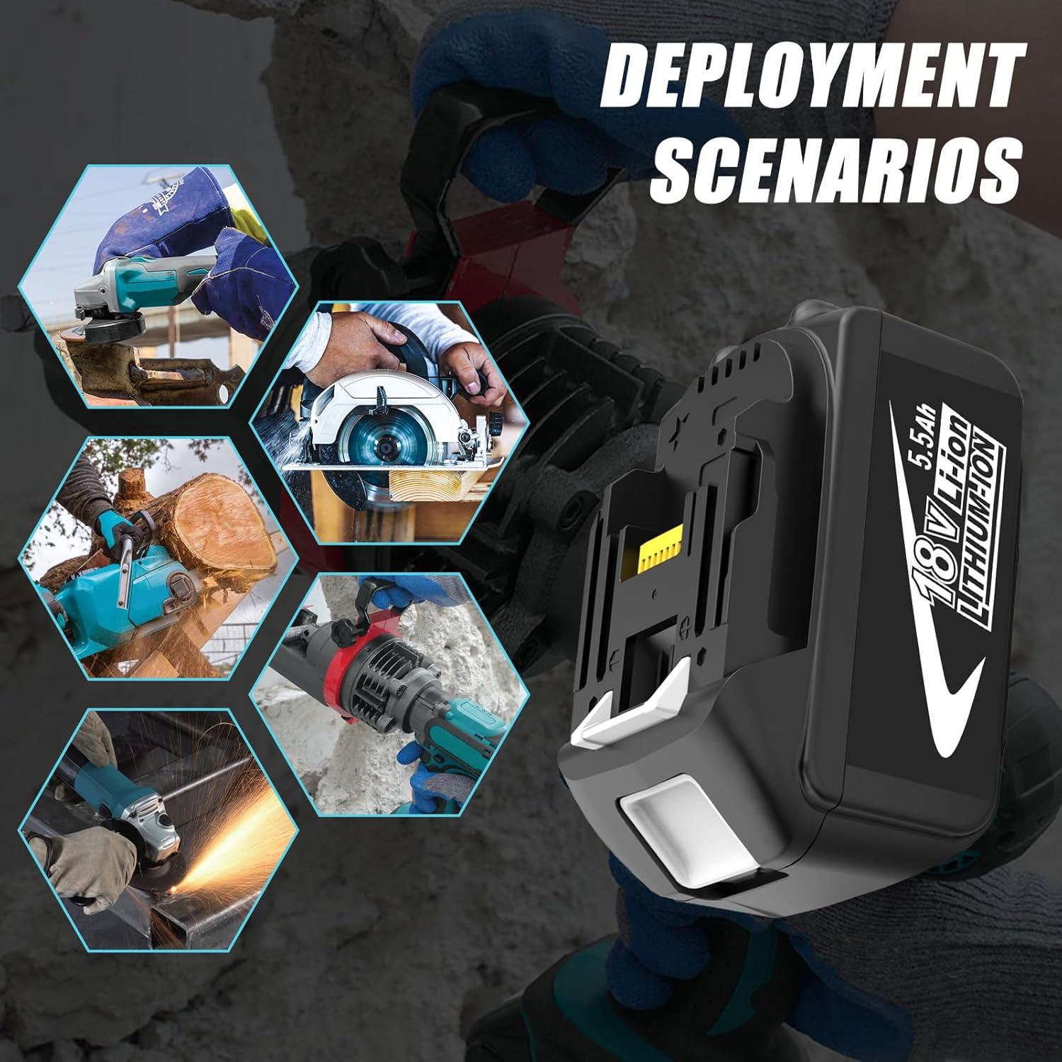 Thumbnail 6 de 2 pezzi batterie di ricambio TOPBATT BL1860 5,5Ah per Makita 18V + caricabatterie compatibile