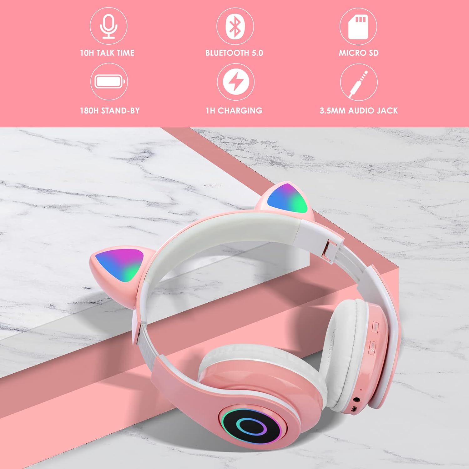 Detalle 2 de Sendowtek Wireless Headphones Cute Cat Ear Bluetooth