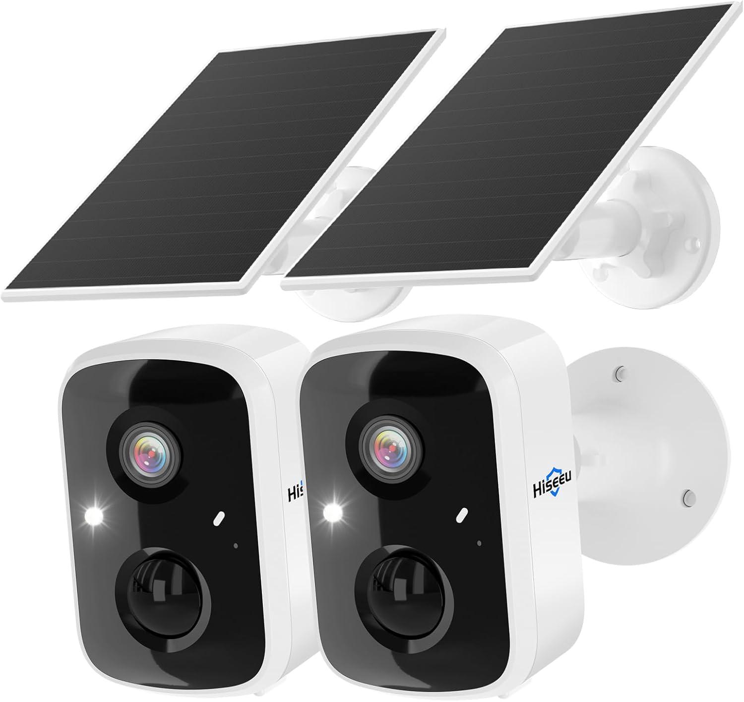 Hiseeu Solar Security Cameras 4MP 2-Pack