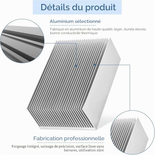 Detalle de Telituny dissipateur thermique 100x69x36 mm – 23 ailettes en aluminium