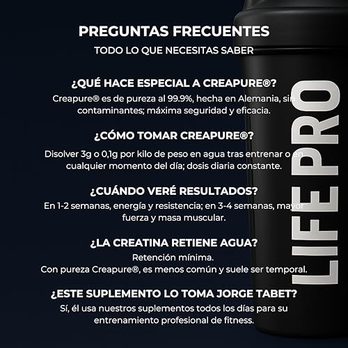 Thumbnail 7 de Creatina Monohidratada Creapure Life Pro – 650 g, sin gluten, micronizada y alemana