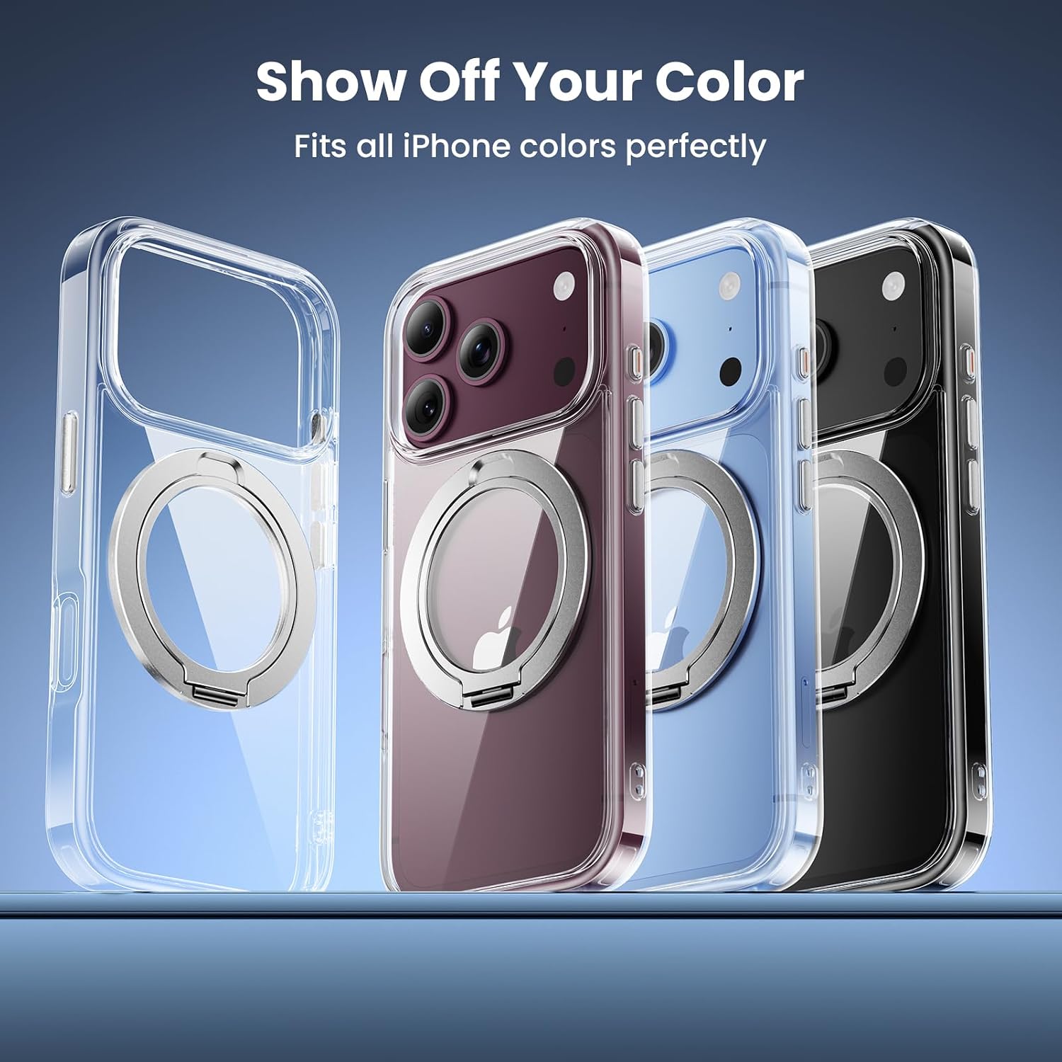 Detalle 2 de Gyizho iPhone 18 Pro Max Clear Case with 360° Stand, MagSafe Fit