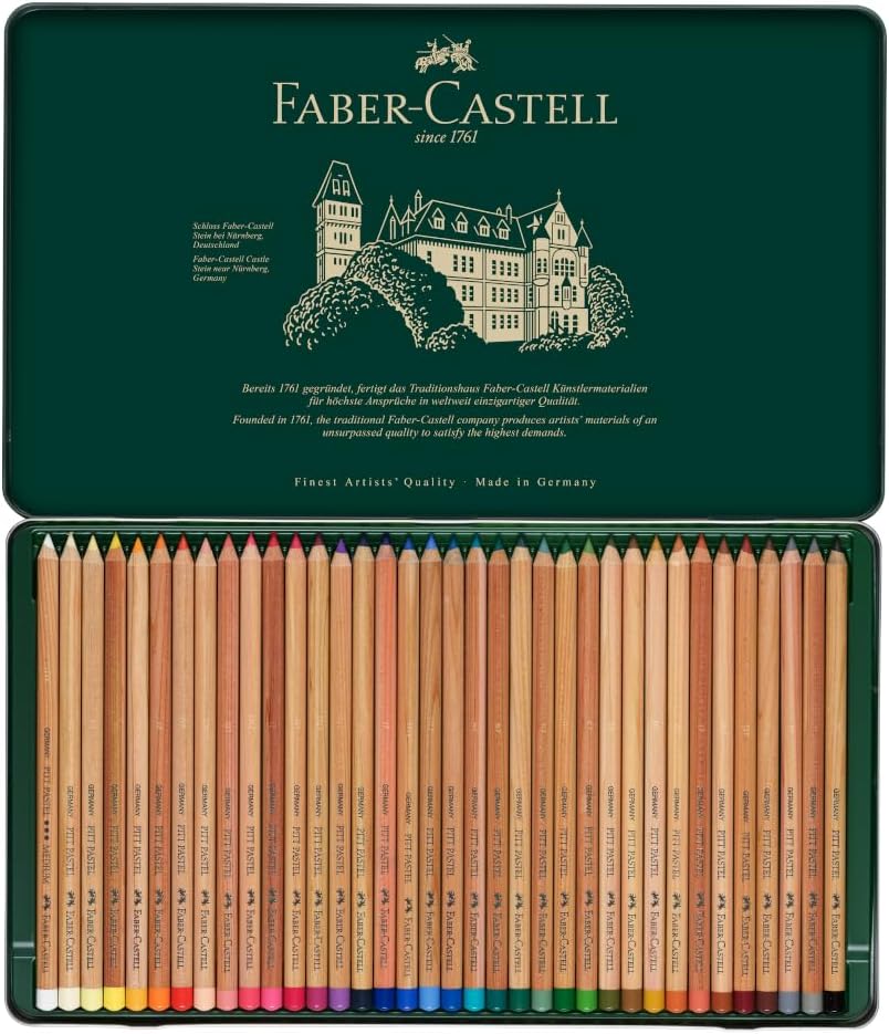 Detalle de Faber-Castell Pitt Pastel Pencils Tin of 36 – Practical set for muted earthy tones