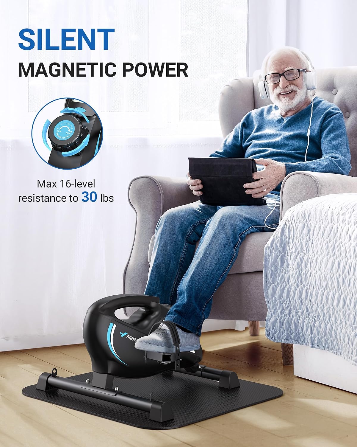 Detalle de MERACH MR-S04 Under-Desk Pedal Exerciser with Magnetic Resistance and App