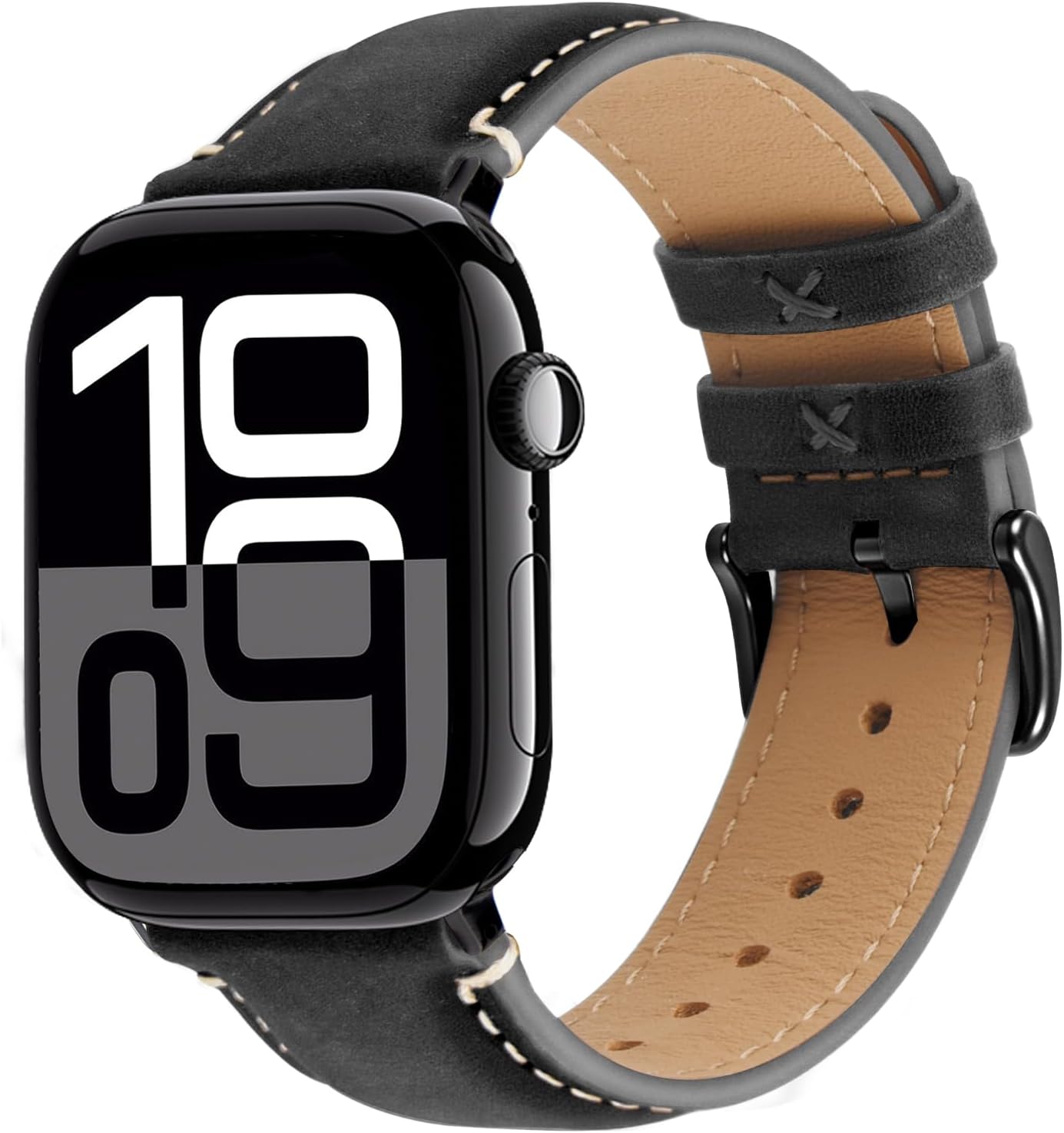Detalle de Wristitani Bracelet Cuir Véritable pour Apple Watch — Compatible 38–49 mm (Series, Ultra) – Bracelet de Rechange en Cuir