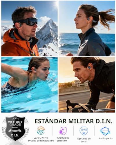 Detalle de ZOVIMAX Auriculares Conducción Ósea para Natación, IPX8, Bluetooth 6.0 y MP3 8 GB