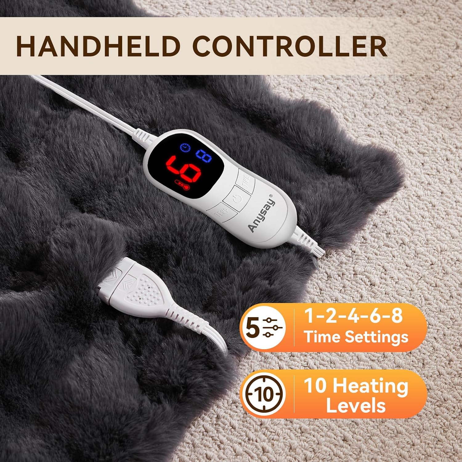 Detalle 2 de Anysay Heated Blanket Throw 50" x 60"