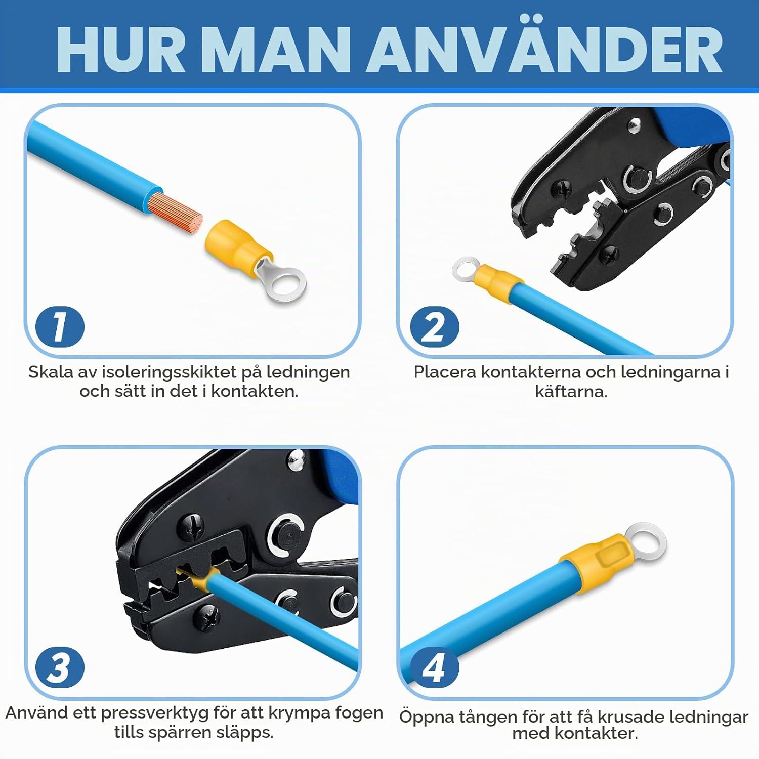Detalle de Hanibos RT005 ringkabelskor, 38 st för 4–6 mm² kabel, M3–M12