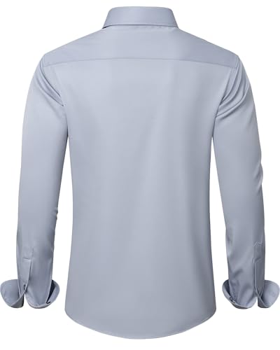 Detalle 2 de J.VER Herren Hemd Unifarben Stretch Langarm – Regular Fit, Hellgrau, XL