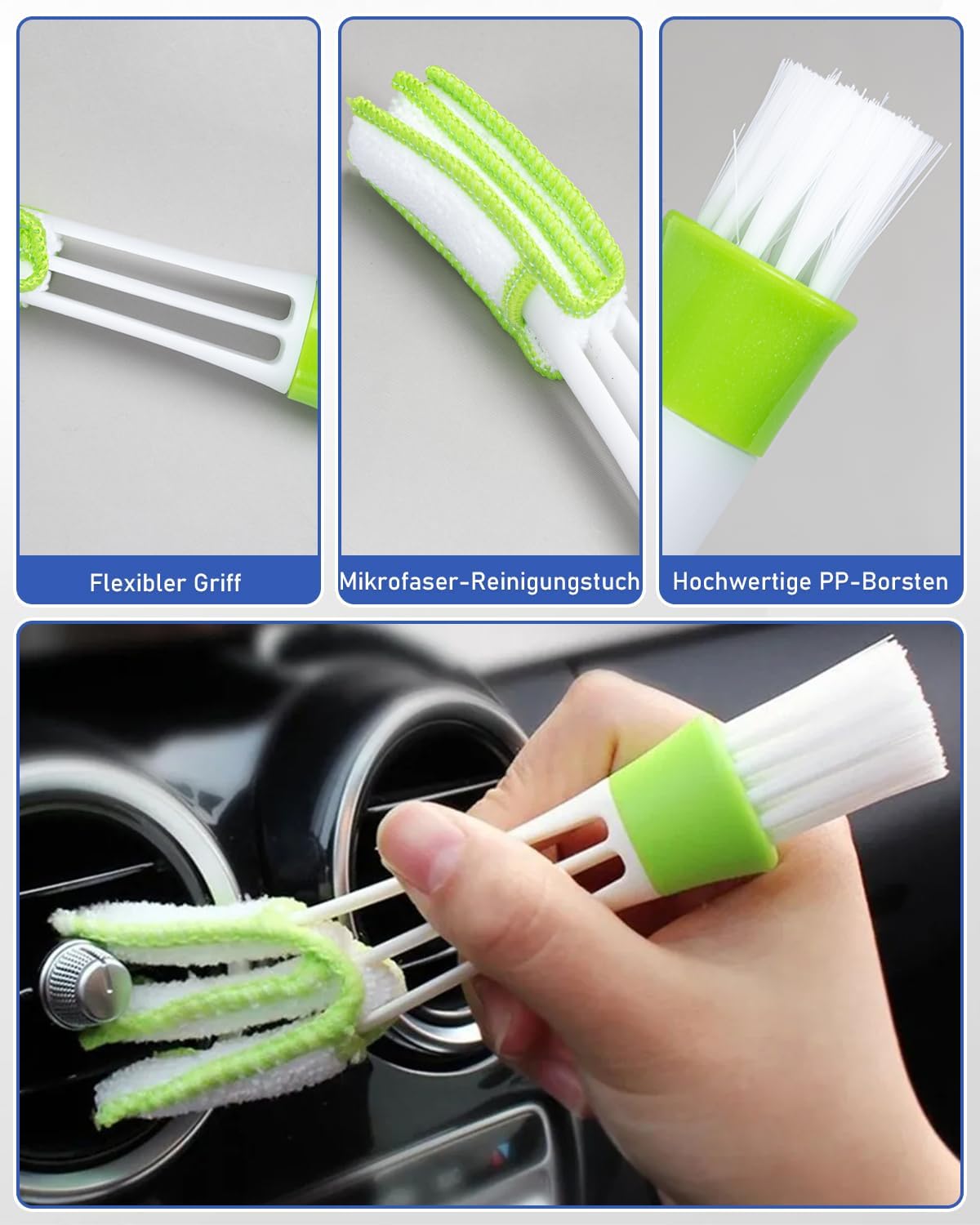 Detalle 2 de Bafiwu Auto Scheibenreiniger mit 6 Mikrofaser-Pads – Ausziehbarer Griff, Sprühflasche und Staubbürste