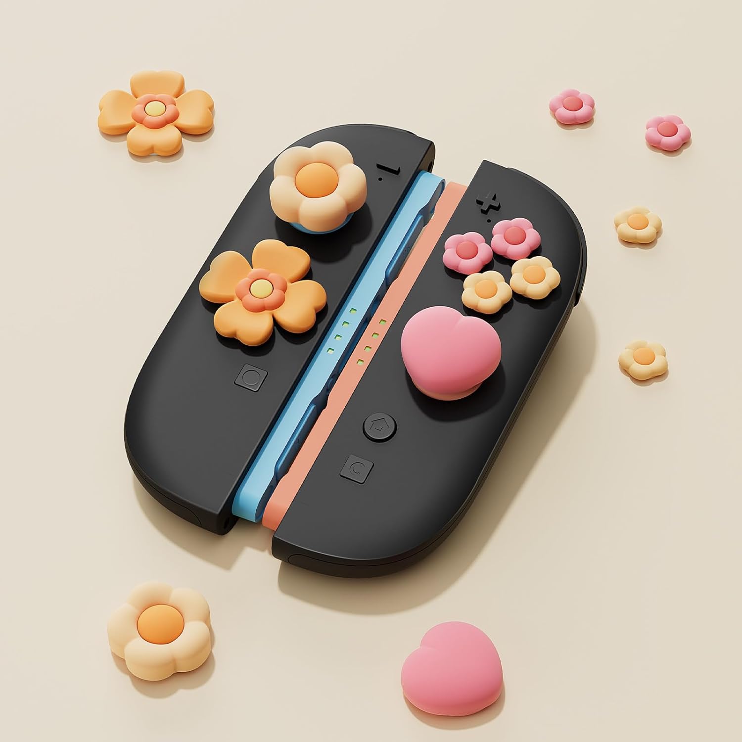 Thumbnail 2 de GeekShare Cross D-Pad Button Caps Thumb Grip Caps Set for Switch 2 (2025) – Heart and Flower