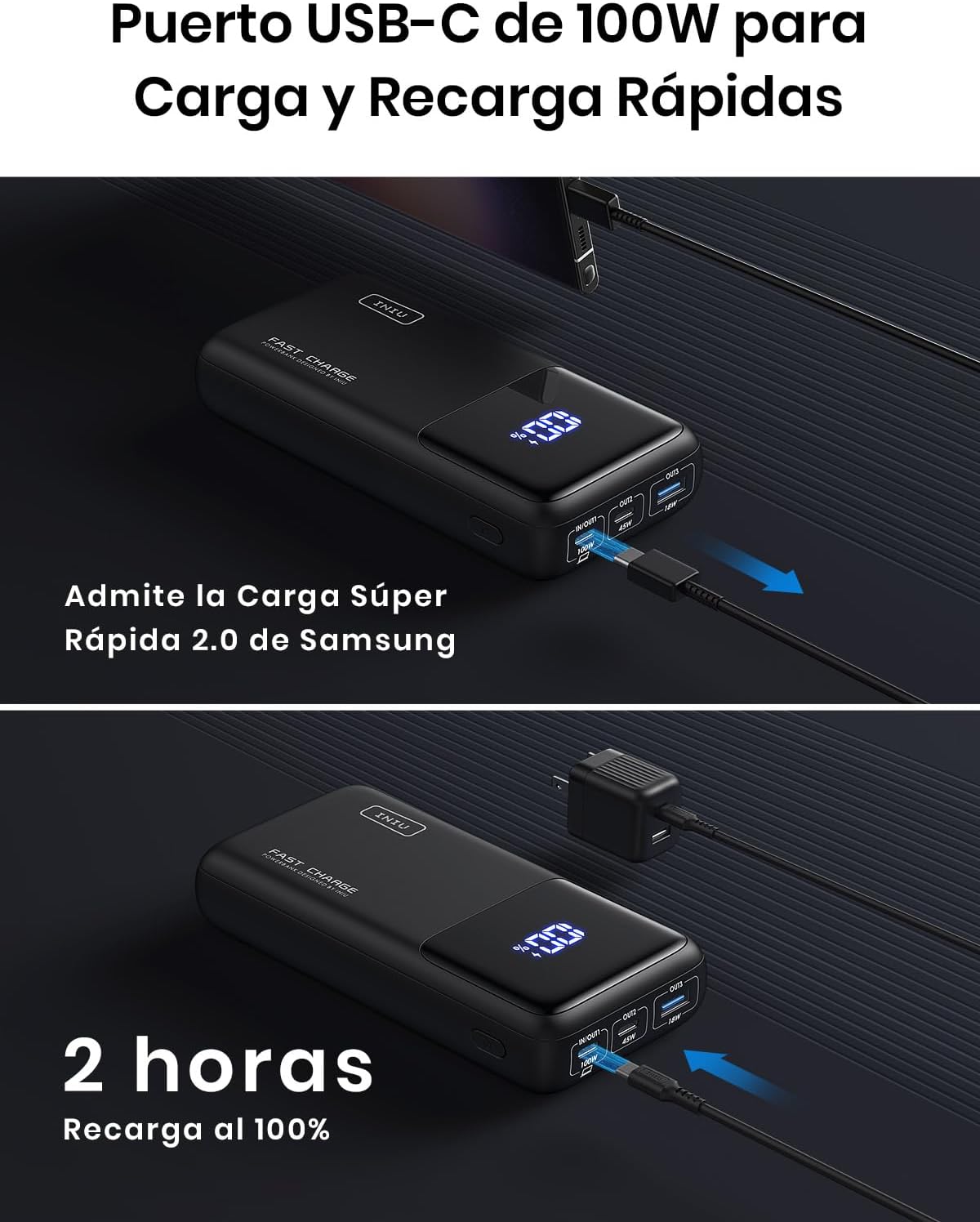 Detalle 2 de INIU Power Bank 100W 25.000mAh