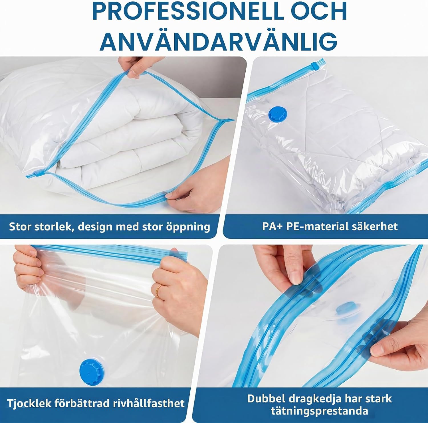 Thumbnail 6 de Leavans VSS05 vakuumpåsar med pump och förvaringsväskor för sängkläder