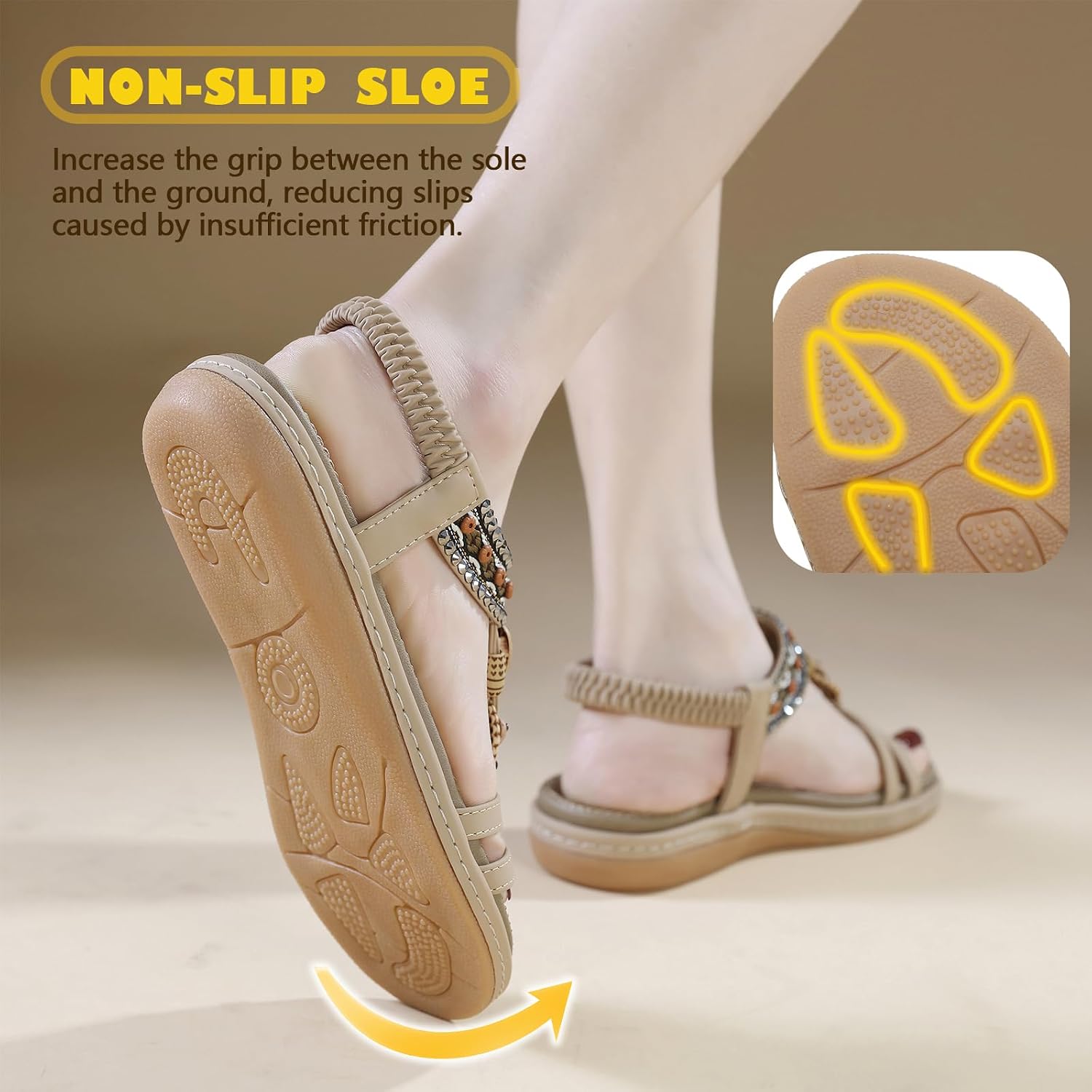 Detalle de ZDQ Flache Sandalen Damen Sommer mit Weich Fußbett – Gr. 35–45