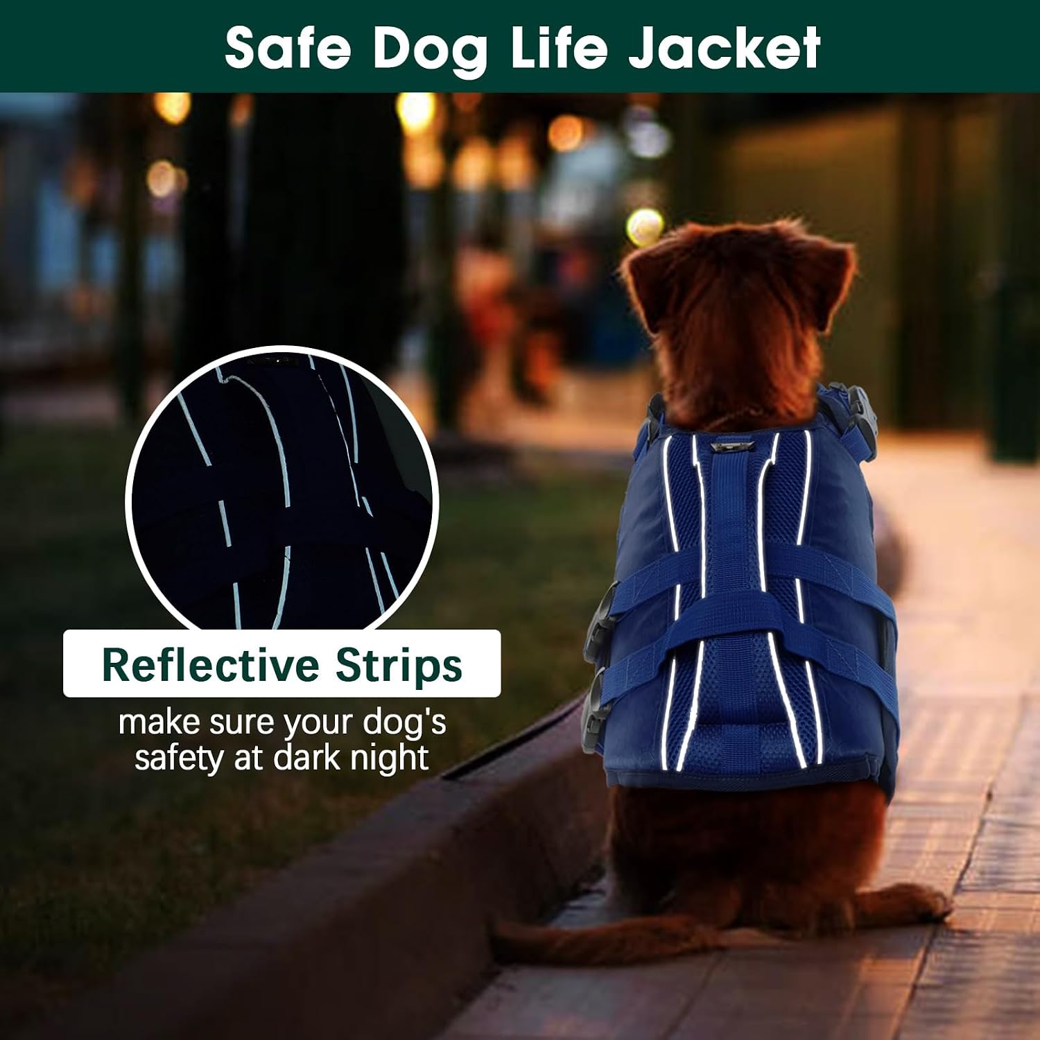 Detalle de Kuoser Dog Life Jacket High Flotation with Reflective Safety and Rescue Handle