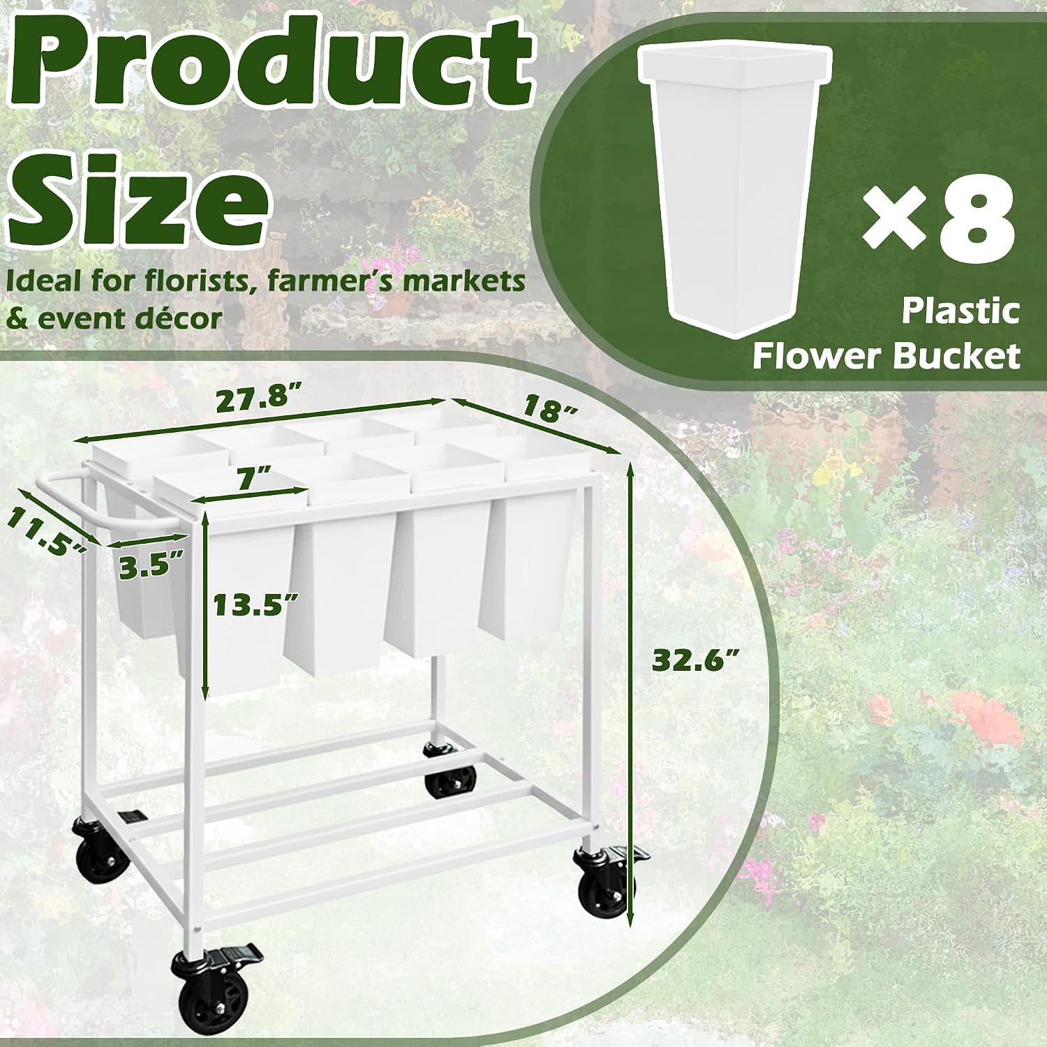 Detalle de Verssure Flower Display Cart, 8 Buckets