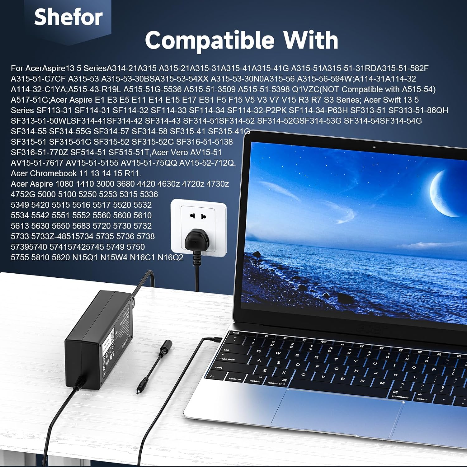 Detalle 2 de 65W Laptop Charger Compatible With Acer Aspire
