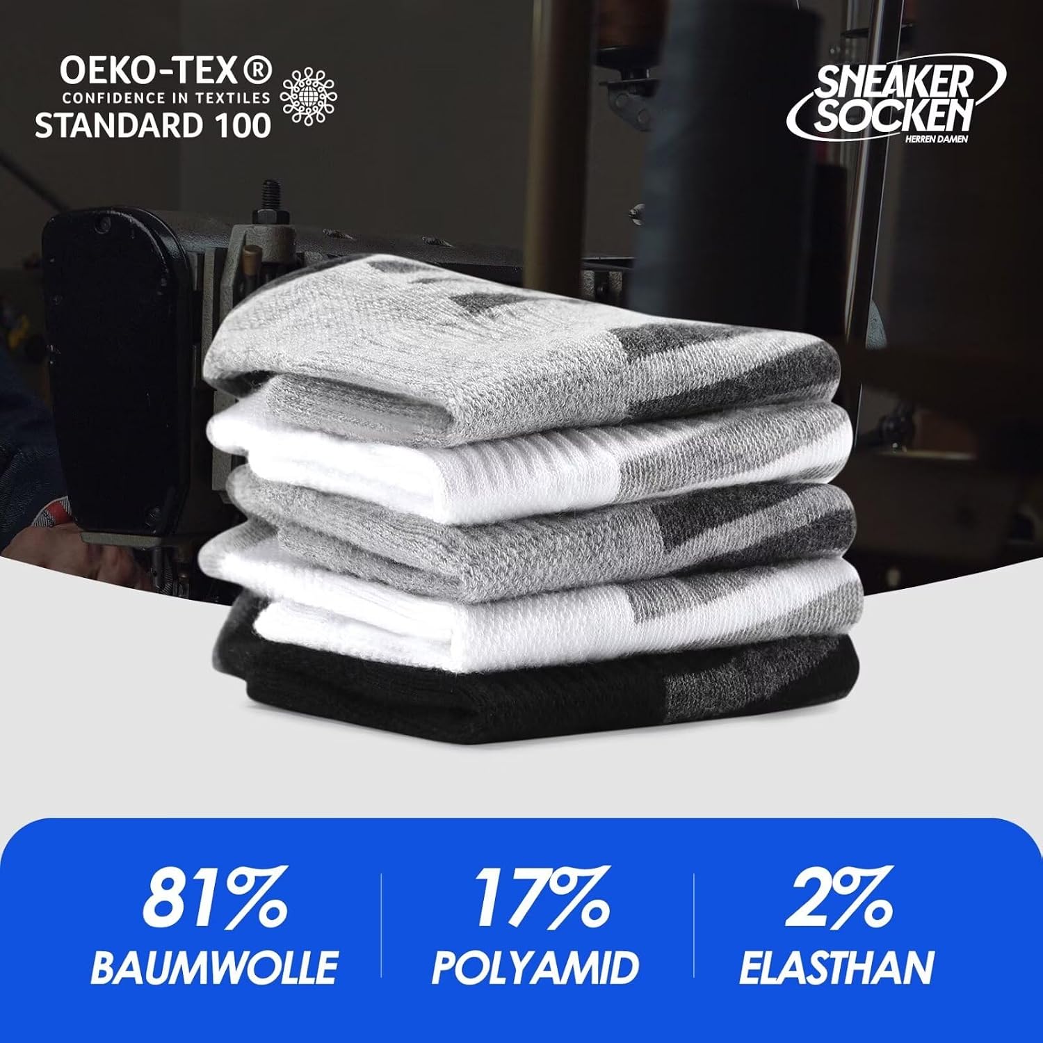 Detalle de YouShow 10 Paar Sneaker Socken für Herren – atmungsaktiv, schweißableitend, gepolstert