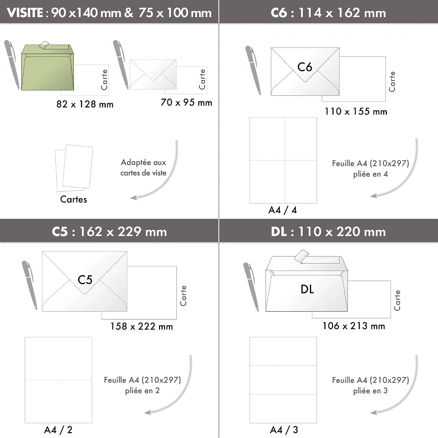 Detalle 2 de Clairefontaine 55371C: pacco da 20 buste autoadesive 9x14 cm, 120 g/m², colore ambrosia – linea Pollen