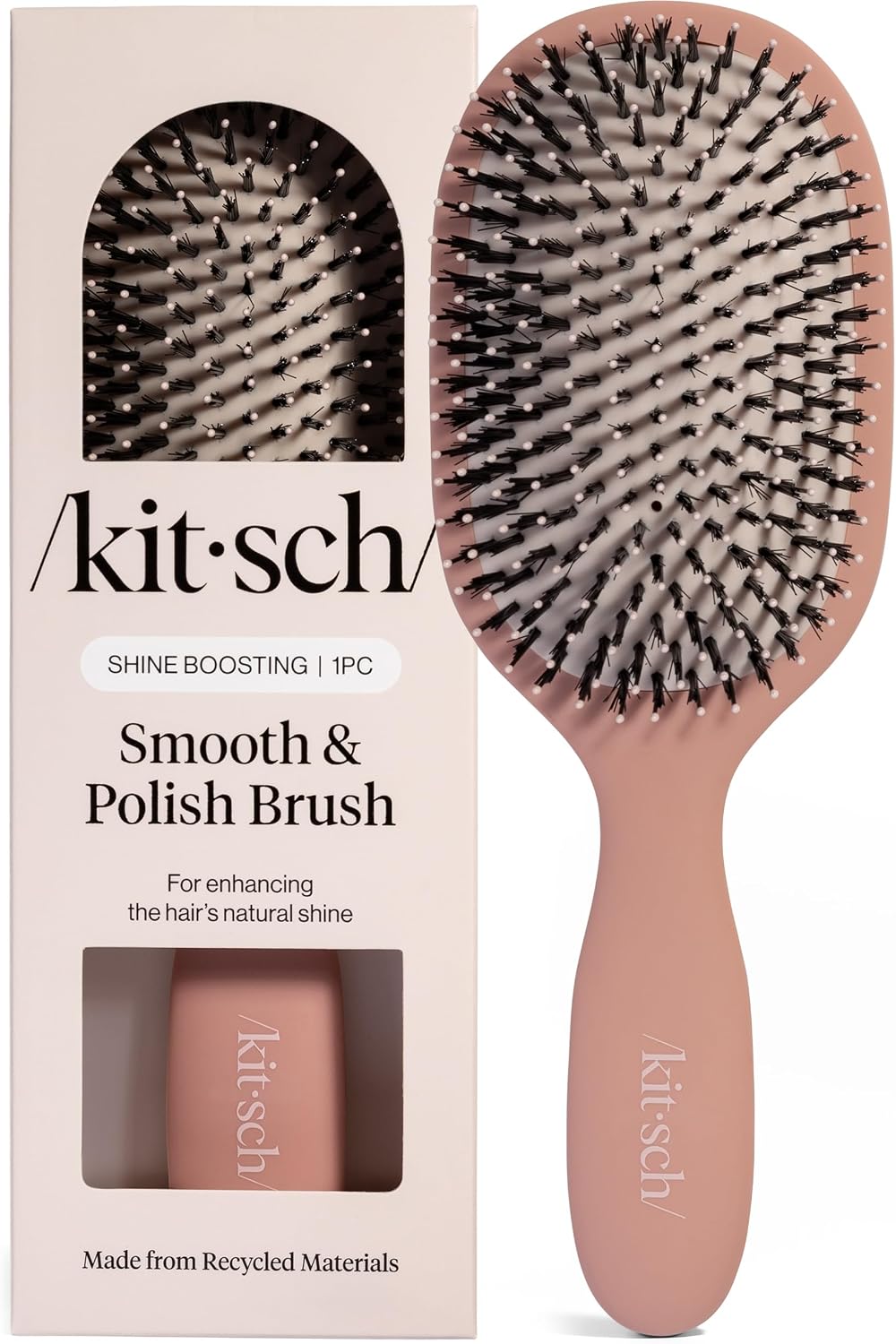 Kitsch Smooth & Polish Hair Brush, Terracotta, Dual Bristles, Cushioned Pad