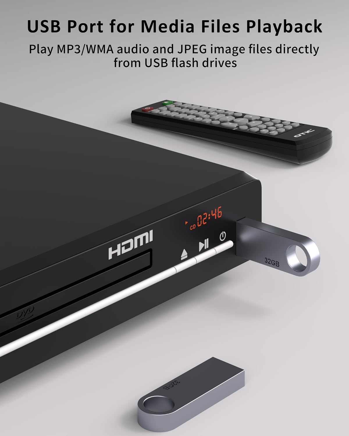 Detalle de All Region HDMI DVD Player for TV with USB Playback and Metal Housing