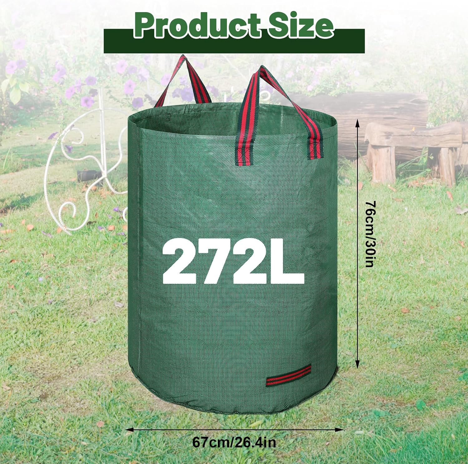 Detalle 2 de Dntorx 272L garden waste bags, 2 pack