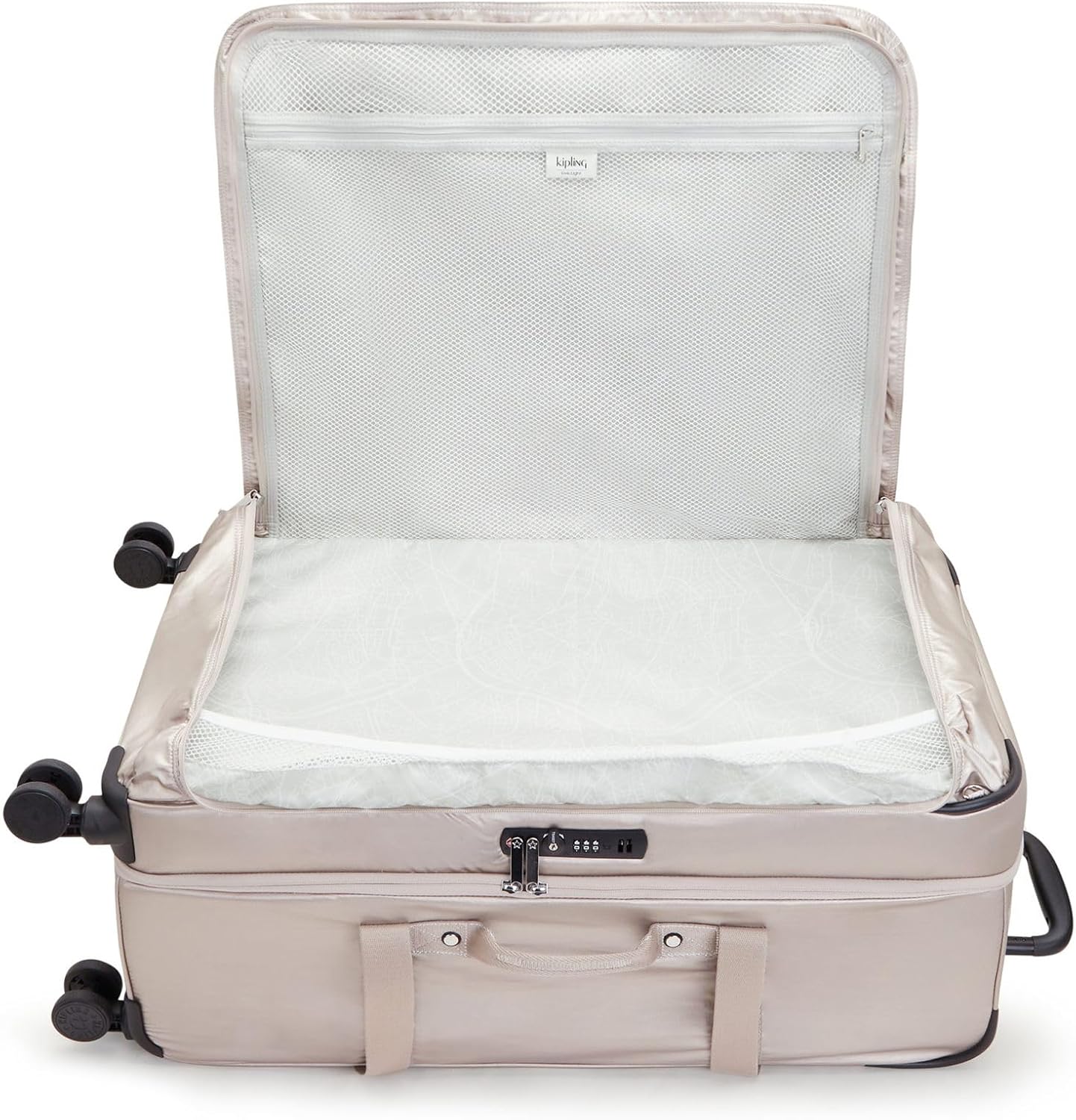 Detalle de Kipling SPONTANEOUS L Großes Rollgepäck, hochkant, Metallic Glow Silber