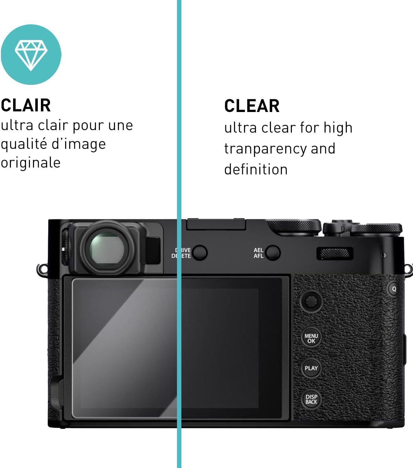 Detalle de smartect Verre Trempé 3 pièces Clear pour écrans Fujifilm X100VI / X100V / X-T4 / X-E4